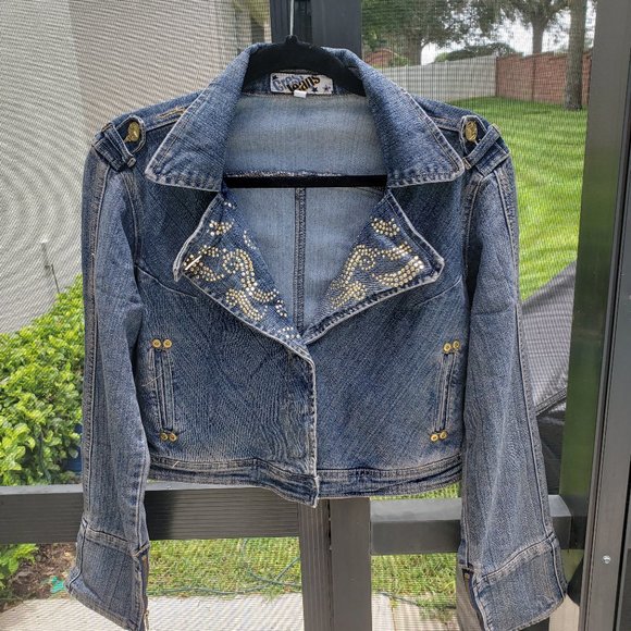 Crest Jeans Denim Short Jacket Size L - Picture 1 of 3